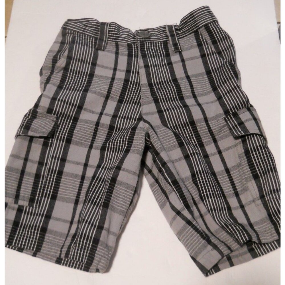 Fission shorts cargo black gray stripe youth boys XS 8 kids 22
